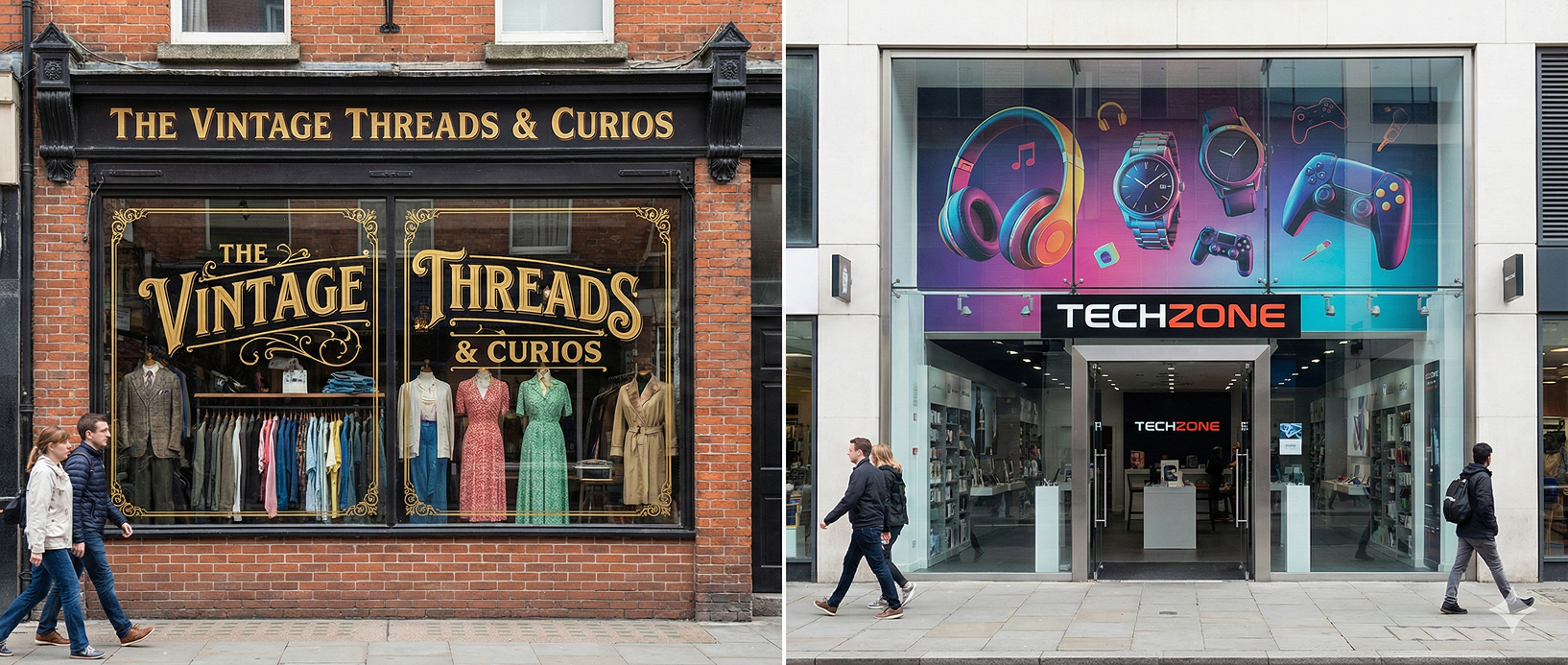 Modern storefront window displaying professional vinyl lettering and full color graphics for a coffee shop